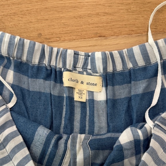 Cloth & Stone Strapless Dress in Blue and White - Picture 2 of 5